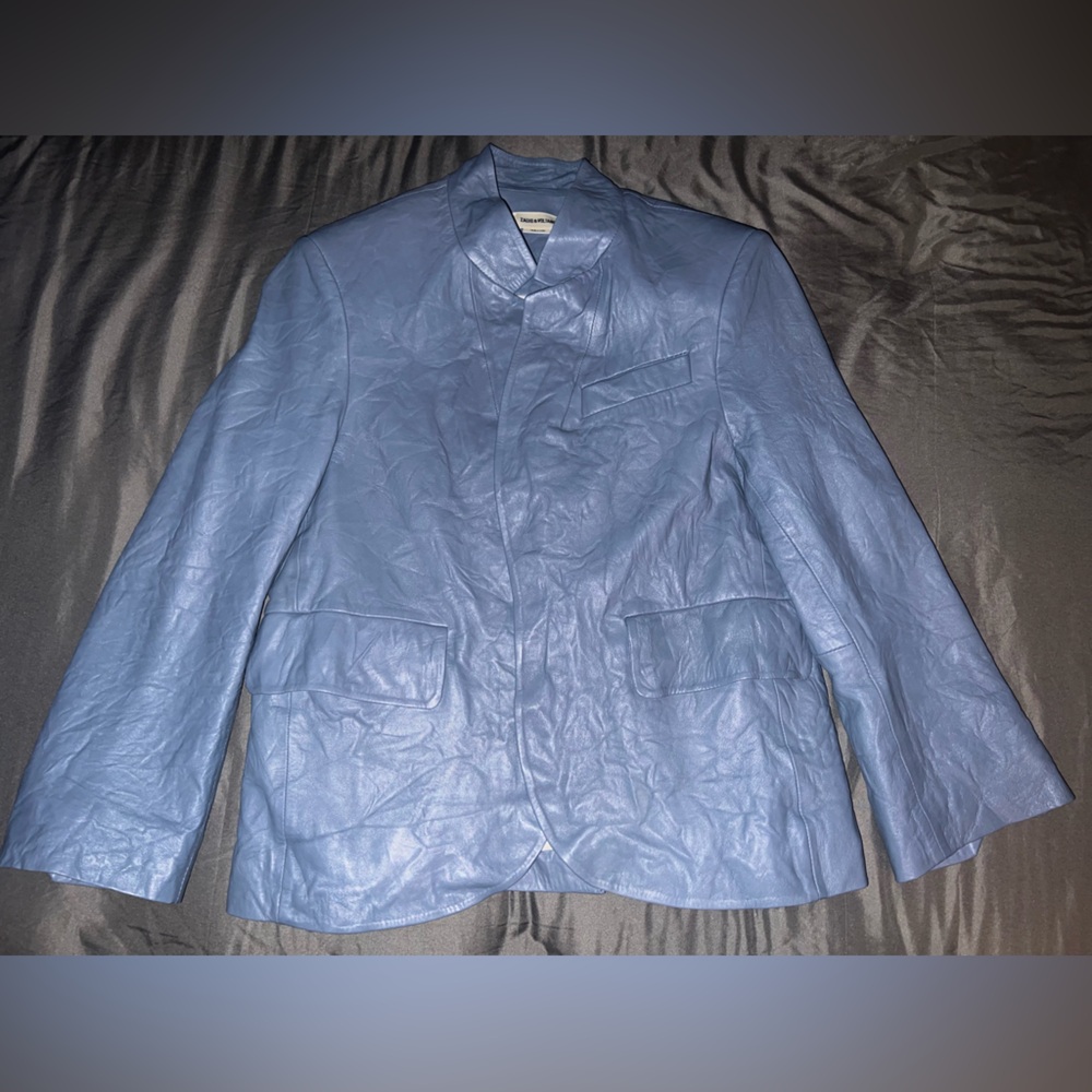 Women’s Light Blue wrinkle Leather Jacket - ZADIG & VOLTAIRE